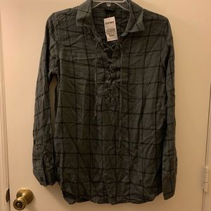 Lace up collared top